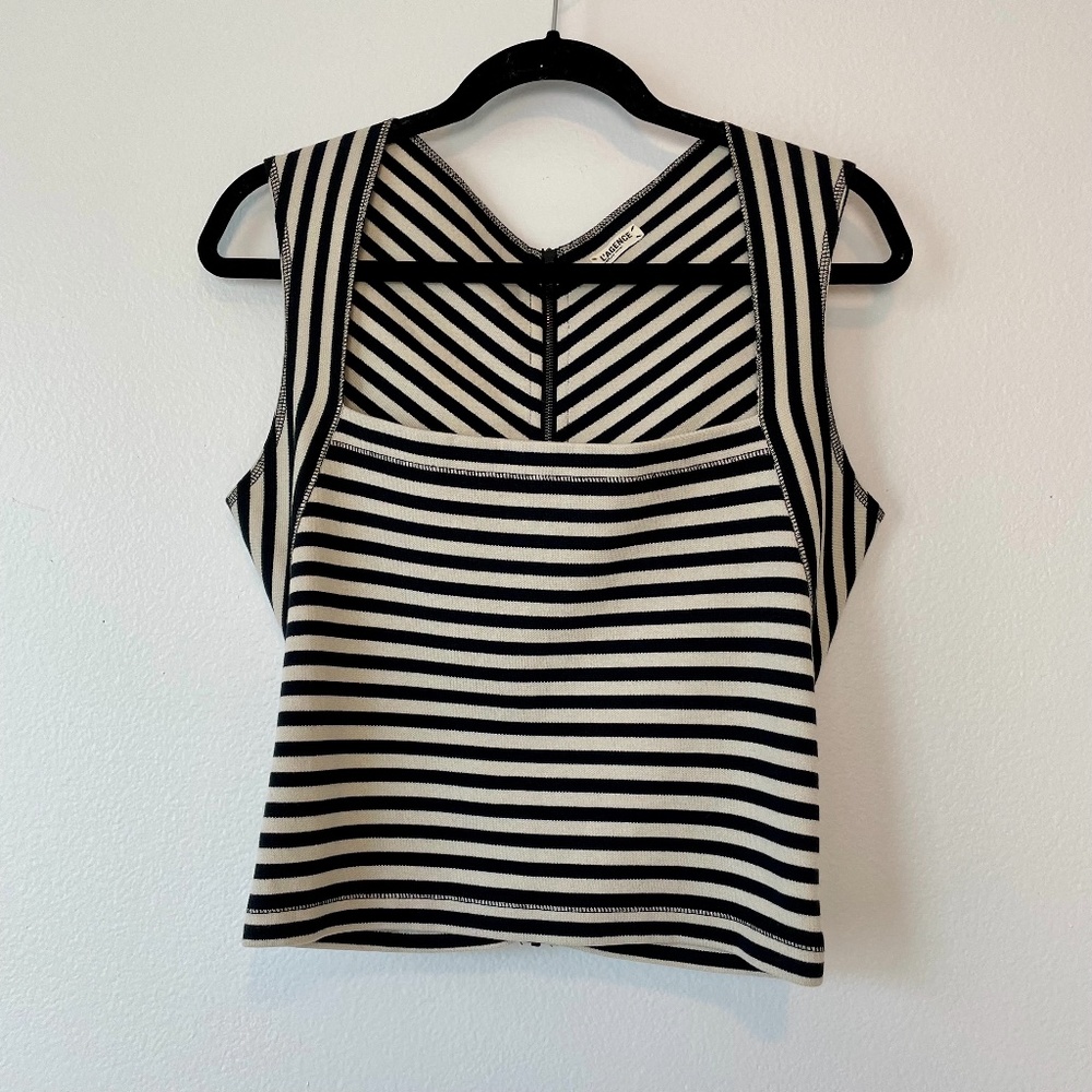 L' Agence Stripe Sleevless Crop  Cotton Top NWOT